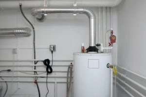 tank water heater with pipes